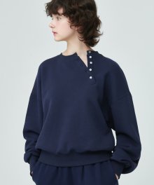 DIAGONAL HENRYNECK SWEATSHIRT NAVY