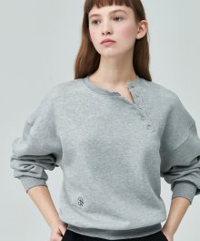 DIAGONAL HENRYNECK SWEATSHIRT GREY