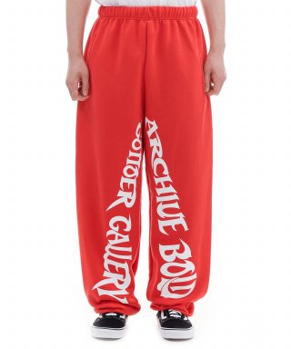 아카이브 볼드(ARCHIVE BOLD) [Archive Bold X Gotter Gallery] INSIDE LOGO SWEAT PANTS (RED) 상품 이미지