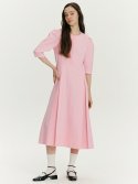 비뮤즈맨션(BEMUSE MANSION) Round neck tuck dress - Pink