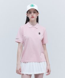 에센셜 레귤러핏 반팔 피케 카라 티셔츠(라이트 핑크)