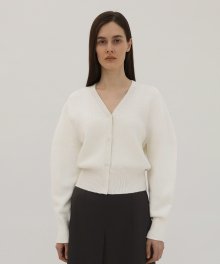 Wholegarment Hidden Button Knit Cardigan - Off White