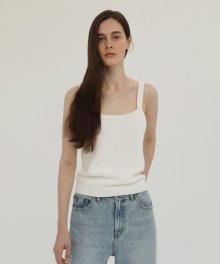 Wholegarment Sleeveless Knit Top - Off White