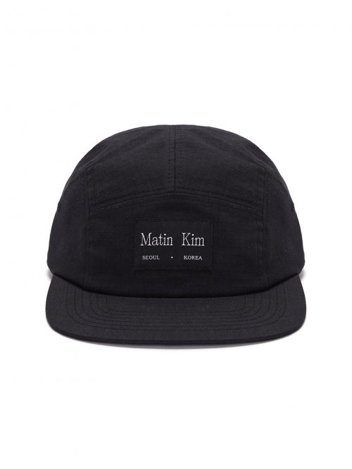 MUSINSA | MATIN KIM LOGO LABEL SOLID CAMP CAP IN BLACK