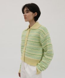 Multi Jacquard Knit Cardigan - Lemon