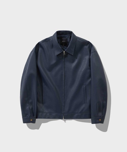 Кожаная куртка на молнии (Navy)