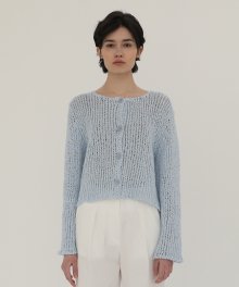 Netted Crop Cardigan - Sky blue