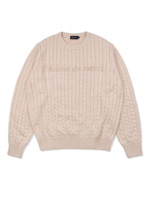 Унисекс джемпер косами с круглым вырезом Beige (FCD1KT207M)