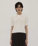 르바(LEVAR) Spread-Collar Crop Knit - Off White