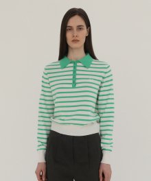 Stripe Cotton Polo Knit - Mint Stripe