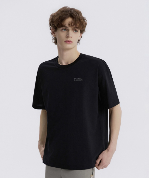Футболка полуоверсайз N265UTS909 из хлопка супима BLACK