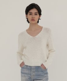 V-neck Pullover Knit - White