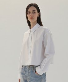 Poplin Cotton Crop Shirts - White