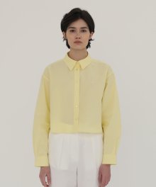 Poplin Cotton Crop Shirt - Lemon