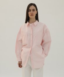 Poplin Overfit Pocket Shirts - Light pink