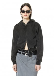 1710 SNOW WASHED CROPPED ZIP-FRONT HOODIE