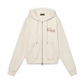 Smile Rockstar Hoodie Zip-Up (Ivory/Red)