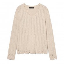 Distressed Cable knit (Ivory)