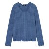 Distressed Cable knit (Smoke Blue)