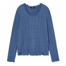 Distressed Cable knit (Smoke Blue)