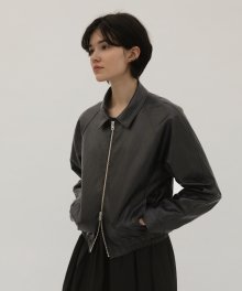 Vegan Leather Crop Blouson - Black