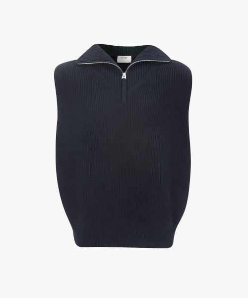 MUSINSA | ECORR Cotton Boucle Half Zip-Up Vest_Black