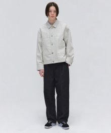 Unbalance Pocket Denim Jacket - Ivory