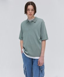 Open collar half knit - Khaki