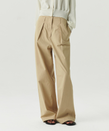 Cotton Wide Pants - Beige