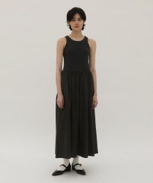 Cotton Sleeveless Dress  - Black