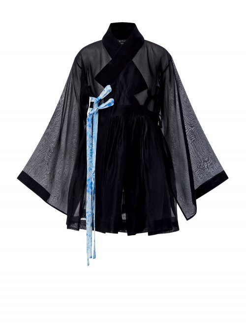Black Hanbok Pleated Short Coat