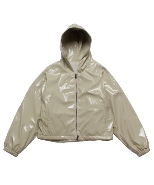 Двусторонний глянцевый анорак на молнии Beige