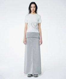 Contrast Stitch Jersey Skirt Gray