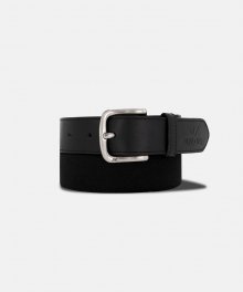 Stretch Leather Trim Belt Black