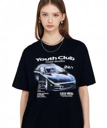 유스클럽 레이싱 오버핏 티셔츠 - BLACK