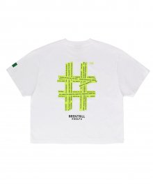 [우먼즈] 네온 해시태그 오버핏 반팔 티셔츠(오프 화이트)