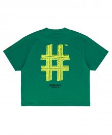 [우먼즈] 네온 해시태그 오버핏 반팔 티셔츠(그린)