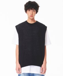 Summer Cable Knit Vest(BLACK)