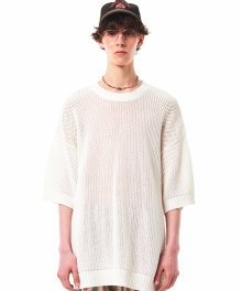 Basket Oversized Punching Sweater(WHITE)