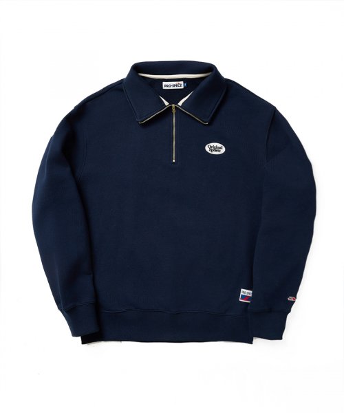 HALF ZIP-UP CREW NECK SWEATSHIRTS тёмно-синий