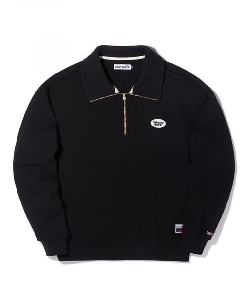 HALF ZIP-UP CREW NECK SWEATSHIRTS BLAK