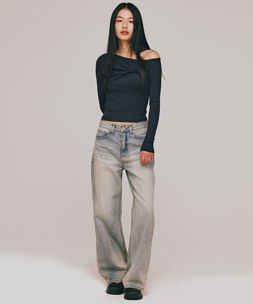 WATER WASHED широкий деним JEANS T316DE400