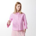 보연(VOYONN) 스몰핏 칠부소매 숏 셔츠 핑크 0034