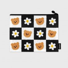 CHECKER BOARD FLOWER MERRY-BLACK(파우치-L)