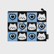 CHECKER BOARD HEART CHICHI-BLUE(파우치-L)