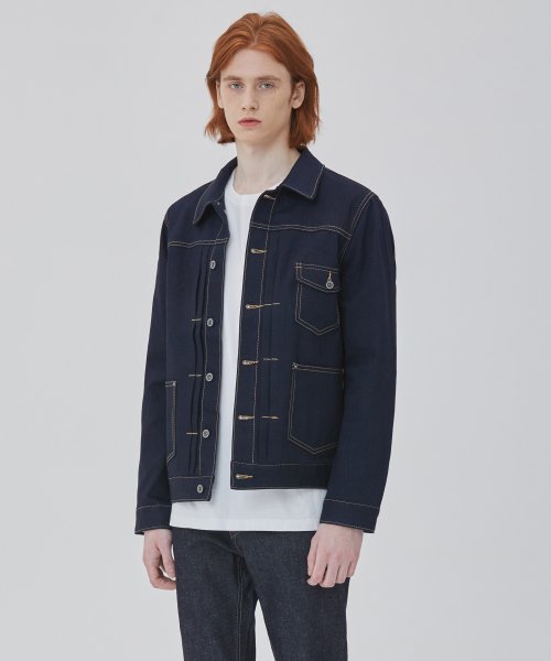 Джинсовая куртка с карманами Raw Denim Navy
