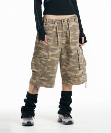 Back pocket strap short cargo Pants [Camo]