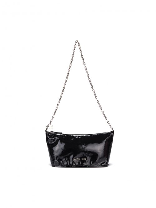 MUSINSA | MATIN KIM GLOSSY CHAIN CANOE BAG IN BLACK