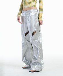 Front slit stud Pants [Silver]