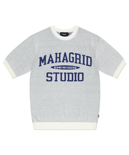 MUSINSA | MAHAGRID COLLEGE LOGO HALF KNIT IVORY(MG2DMMK601A)